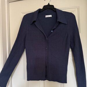 Fully button up ribbed sweater
